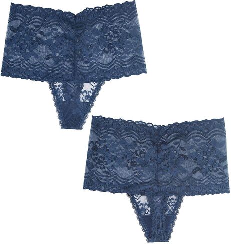 High Waist Lace Thongs Underwear For Women Plus Size Floral High Rise Lacy Retro Thong Pantie Pack of 6 in Saudi Arabia