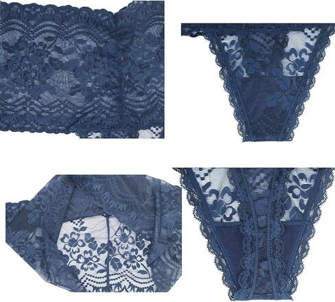 High Waist Lace Thongs Underwear For Women Plus Size Floral High Rise Lacy Retro Thong Pantie Pack of 6 in Saudi Arabia
