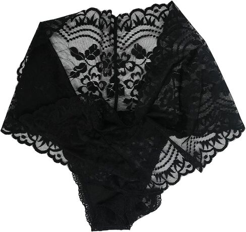 High Waist Lace Thongs Underwear For Women Plus Size Floral High Rise Lacy Retro Thong Pantie Pack of 6 in Saudi Arabia