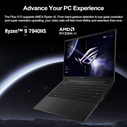 ASUS ROG Flow 13.4" Ryzen 9 Touchscreen Business Convertible 2-in-1 Laptop, 13.4" FHD+ 1920 * 1200 Touchscreen 120Hz, AMD Ryzen 9 7940HS, 16GB RAM, 512GB SSD, Windows 11 Pro in Saudi Arabia