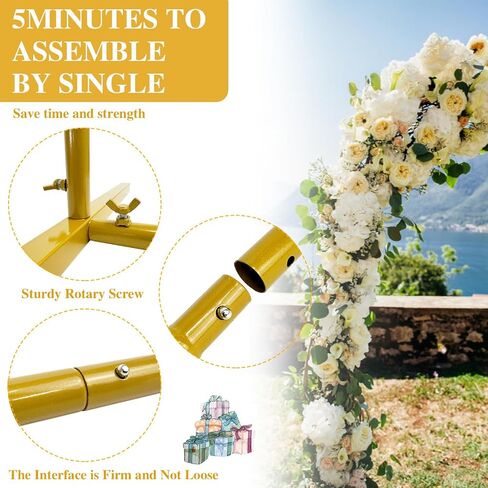 Arch Backdrop Stand Set of 2, 7.2FT 6FT Metal Gold Wedding Arch Frame Balloon Stand for Birthday Party Baby Shower Ceremony Decoration in Saudi Arabia