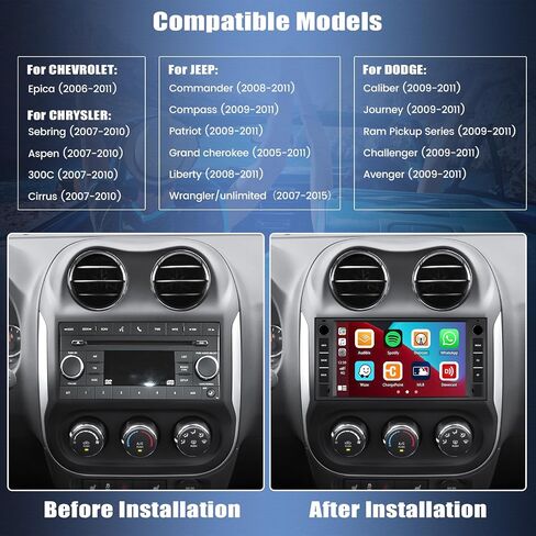 [2+64G] ستيريو سيارة Android 13 لسيارة Jeep Wrangler JK/Dodge RAM/Chrysler 300C/Chevrolet مع Carplay اللاسلكي وAndroid Auto، راديو سيارة بشاشة لمس 7 بوصة مع BT FM/RDS HiFi WiFi GPS Dual USB+كاميرا احتياطية in Saudi Arabia