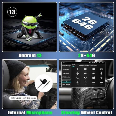 [2+64G] ستيريو سيارة Android 13 لسيارة Jeep Wrangler JK/Dodge RAM/Chrysler 300C/Chevrolet مع Carplay اللاسلكي وAndroid Auto، راديو سيارة بشاشة لمس 7 بوصة مع BT FM/RDS HiFi WiFi GPS Dual USB+كاميرا احتياطية in Saudi Arabia