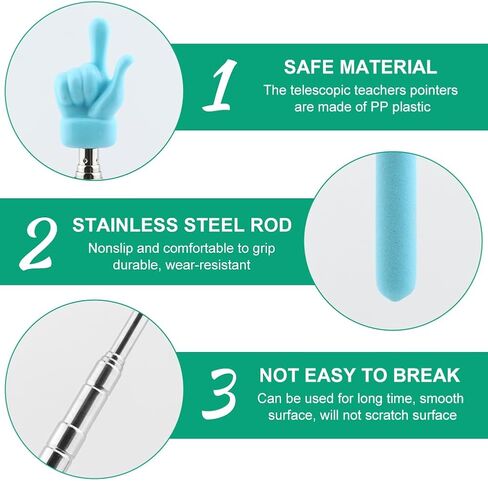 4 Pcs Telescopic Teachers Pointer,Hand Pointer,Pointer for Classroom,Retractable Pointer Telescopic,Extendable Hand Pointer Finger Pointer Stick,for Teachers School in Saudi Arabia