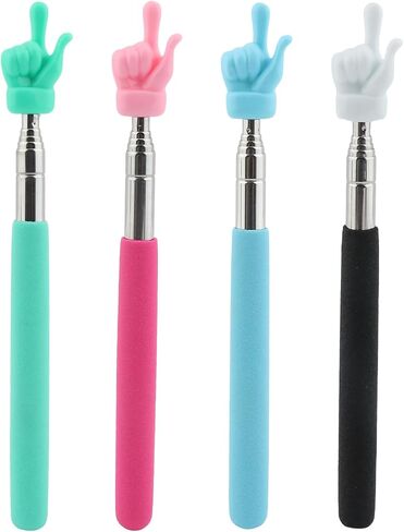 4 Pcs Telescopic Teachers Pointer,Hand Pointer,Pointer for Classroom,Retractable Pointer Telescopic,Extendable Hand Pointer Finger Pointer Stick,for Teachers School in Saudi Arabia