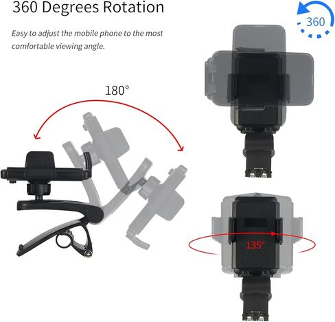 حامل هاتف عالمي للسيارة. [مشبك ومشبك أوسع لا يسقط أبدًا] حامل هاتف للوحة قيادة سيارتك، ومرآة الرؤية الخلفية، وواقي من الشمس، والطاولات. حامل هاتف خلوي لهواتف iPhone وAndroid وجميع الهواتف الذكية in Kuwait