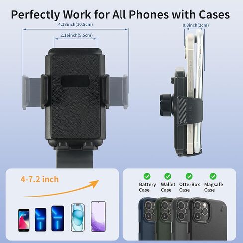 حامل هاتف عالمي للسيارة. [مشبك ومشبك أوسع لا يسقط أبدًا] حامل هاتف للوحة قيادة سيارتك، ومرآة الرؤية الخلفية، وواقي من الشمس، والطاولات. حامل هاتف خلوي لهواتف iPhone وAndroid وجميع الهواتف الذكية in Kuwait