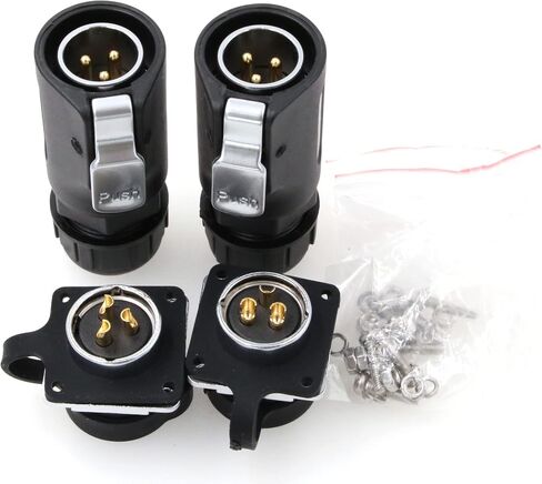 Eonvic LP20 2Pin 30A 500V كابل موصل الطاقة الصناعية موصلات أسلاك الطيران المقاومة للماء للصناعة والطاقة والسيارة ومشروع مصباح LED (مجموعتان، قابس 6Pin ذكر ومقبس أنثى) in Kuwait