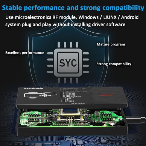 قارئ RFID 125 كيلو هرتز/13.56 ميجا هرتز قارئ ثنائي التردد 1326 بطاقة تقريب عائلية وبطاقة هوية EM4100 قارئ USB يدعم بروتوكول ISO 14443-A/B وبطاقة IC وملصقات بروتوكول ISO15693 قارئ بطاقات بدون تلامس in Kuwait