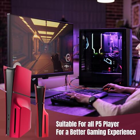 لوحات غطاء لجهاز PS5 Slim Disc Edition لجهاز PS5 Slim Premium ABS لوحات بديلة مضادة للخدش والغبار حافظة واقية لجهاز Playstation 5 Slim Accessories باللون الأحمر in Kuwait