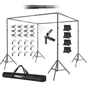 Emart Backdrop Stand, 10ftx10ftx7ft Square Adjustable Backdrop Stand for Paties,Wedding, with 308° Angle Rotatable Connector, Photography Photo Back Drop Stand, Pipe and Drape Backdrop Support Stand