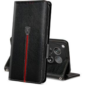 MAMA MOUTH Case for OnePlus 12 5G 2024 Case, OnePlus 12 Phone Case Wallet with Card Holder, Flip Leather OnePlus 12 Case Kickstand Magnetic Shockproof TPU Protective Cover for OnePlus 12 Black
