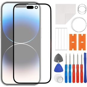 for iPhone 14 Pro Max Screen Replacement [6.7-inch] Front Outer Lens Screen Glass Replacement Waterproof Adhesive Repair Kit(No Digitizer,No LCD)