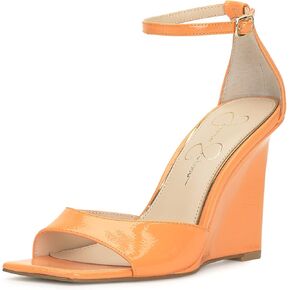 Jessica Simpson Womens LEEHI Faux Leather Open Toe Wedge Heels