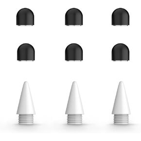 Replacement White Tips 3 Pack + Rubber Tip 6 Pack for iPad Apple Pencil 9th&10th Gene Only