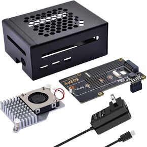 GeeekPi Metal Case for Raspberry Pi 5, with Pi 5 Official Active Cooler, N04 M.2 NVMe SSD PCIe Peripheral Board and 27W USB C Power Supply for Raspberry Pi 5 8GB 4GB