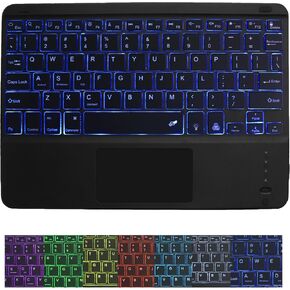 Wireless Bluetooth Keyboard,10-inch Ultra-Slim 7 Color Backlight Keyboard with Touchpad,Rechargeable Wireless Magnetic Bluetooth Portable Keyboard for Mobile Phones,Computers,Tablets and iPads(White) in Saudi Arabia