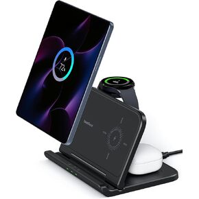 Wireless Charger for Samsung Galaxy Z Fold 5,4,3,2,1, SwanScout 705S, 25W Fast Wireless Charging Station Stand for Galaxy Z Fold Series, Galaxy Watch 6/5/4/3 & Galaxy Buds Pro 2(No Adapter)