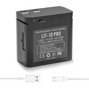 10500mAh Rechargeable LIT-10 Battery Compatible with SPYPOINT Cellular Trail Cameras Link-Micro, Cell-Link, LM2, Link-Micro-S-LTE, 3.85V, for Hunting, with Type-C Charging Cable