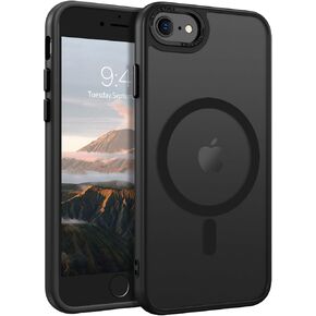 BENTOBEN Magnetic for iPhone SE Case, iPhone SE 2022/3rd/2020/2nd gen iPhone 8/7 Phone Case 4.7", [Compatible with Magsafe] Translucent Matte Slim Thin Shockproof Women Men Protective Cover, Black