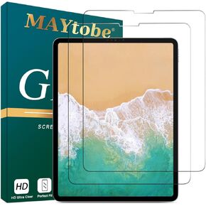 MAYtobe [2-Pack Screen Protector Designed for iPad Pro 12.9 Inch (6th/5th/4th/3rd/2nd/1st Generation) Tempered Glass, No Bubbles, Scratch-Resistant, Easy to Install