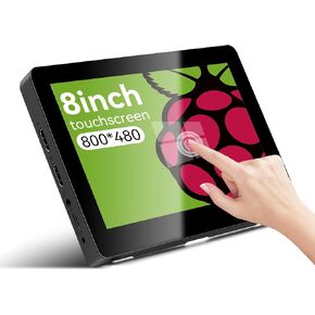 Touchscreen Small Mini Monitor 8inch 800X480 with Built-in Speakers and Tripod Touch Portable Monitor HDMI Monitor for PC Laptop Compatible with Raspberry Pi