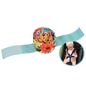 Baby Toddler Snack Bowl Cup with Strap Secures to a Child's Thigh When Seated in a Stroller or Car Seat, Black Check