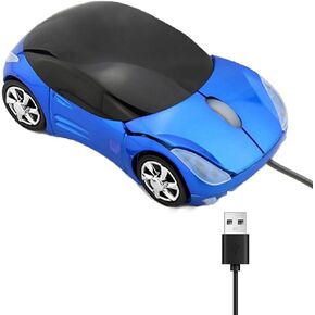 ماوس ضوئي سلكي USB على شكل سيارة رياضية رائعة، 1000 نقطة في البوصة 2 المصابيح الأمامية، توصيل وتشغيل ماوس كمبيوتر سلكي للكمبيوتر المحمول أو سطح المكتب، هدية مكتب المنزل والمدرسة (أزرق) in Kuwait