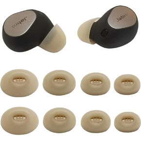 Silicone Ear Tips for Jabra Elite 10 Earbuds Tips Replacement for Jabra Elite 10 Rubber Earbuds Tips 4 Pairs, Beige