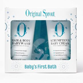 Original Sprout Baby's First Bath Kit. Scrumptious Baby Cream, Hair and Body Wash, and Comb. 4 Ounces Each. Dermatologist Tested products perfect for Infants, Babies and Toddlers with Sensitive Skin.