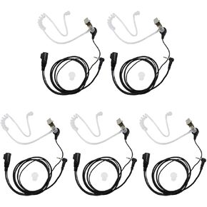 abcGoodefg Walkie Talkie Earpiece with Mic PTT, 1 Pin 2.5mm Covert Acoustic Tube Police Radio Earpiece Headset for Motorola Talkabout Cobra 2 Way Radio (2 Pack)
