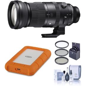 Sigma 150-600mm f/5-6.3 DG DN OS Sports Lens for Sony E, Bundle with Rugged 5TB Hard Drive, 95mm Filter Kit, Cleaning Kit