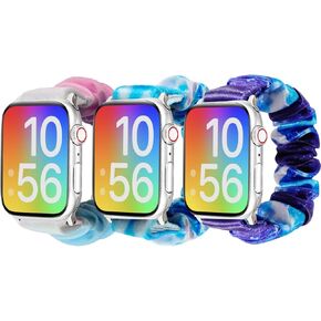 Scrunchie Band Compatible with Kids Apple Watch Band, Soft Nylon Stretchy Strap for Girls, Compatible with iWatch Series 9/8/7/6/5/4/3/2/1/SE
