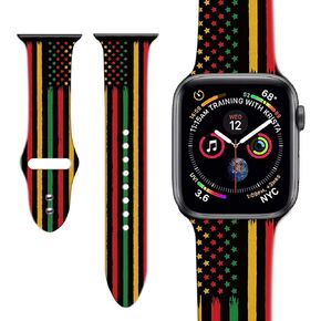 American Flag Watch Bands Compatible with Apple Watch 38mm 40mm/42mm/44mm/45mm, Adjustable Wristbands Soft Silicone Replacement Strap for iWatch Series 7 6 5 4 3 2 1 SE