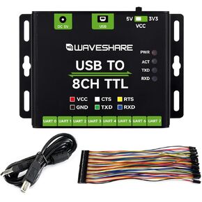 Waveshare Industrial USB to 8CH TTL Converter, USB to UART, Multi Protection Circuits, Multi Systems Support, USB to TTL Adapter