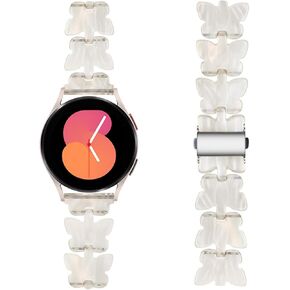 Abanen 20mm Resin Watch Band for Samsung Galaxy Watch 6 40mm/44mm, Butterfly Translucent Quick Release Wristband Strap for Galaxy Watch 5 40mm/44mm, Galaxy Watch 4 40mm/44mm