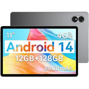 ALLDOCUBE 11" 8000mAh Android 14 Tablet, Widevine L1 NFE, 12GB RAM+128GB ROM, iPlay60 Lite Tablet, 13MP/5MP Camera, 4GLTE Dual SIM 512GB Expand, T606 CPU Dual WiFi GPS BT5.0, 1280×800 Display