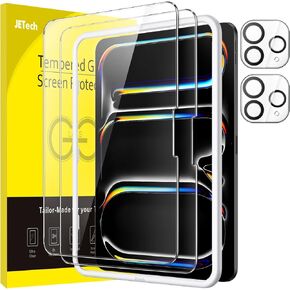 JETech Screen Protector for iPad Pro 13-Inch M4 (2024) with Camera Lens Protector, Easy Installation Tool, Tempered Glass Film Anti-Scratch, HD Clear, 2-Pack Each