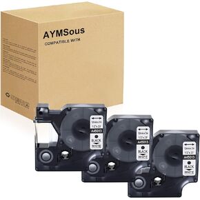 Black on White Label Tape Compatible for DYMO D1 Label Tape 45013 for DYMO D1 A45013 (10-Pack)