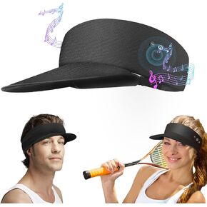 Bluetooth Hat Sun Visor with Bluetooth Headphones, Wireless with Mic for Outdoor Sports Sun Visor is The Tech Gifts for Men/Women/Boys/Girls Black