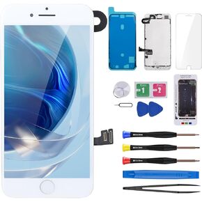 for iPhone 7 plus White Screen Replacement 5.5" with Home Button Assembly Front Camera Ear Speaker and Earpiece Frame Screen Protector Front Glass Repair Full Fix Tools Kit A1784 A1785 A1661