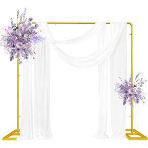 7.2Ft Arch Backdrop Stand, Metal Arch Backdrop Stand, Square Backdrop Stand, Gold Backdrop Stand, Easy to Assemble Wedding Arch for Ceremony, Party, Baby Shower, Birthday, Graduations Decoration
