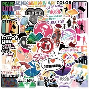 60 PCS Color Guard Stickers - Waterproof Vinyl Color Guard Sticker Decal for Water Bottle, Laptop, Scrapbooking, Skateboard, Car, Luggage, Helmet