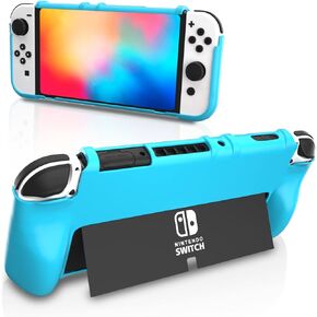 HEATFUN Switch OLED Dockable Case, Switch OLED Protective Case Blue, Switch OLED TPU Grip Cover