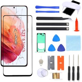 S21 Screen Replacement, Front Glass Outer Repair Kit Compatible with Samsung Galaxy S21 SM-G9910 Series 6.2"(No LCD & Touch Digitizer)