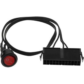Create idea 20/24-Pin ATX/EPS Power Switch Cable 24 Pin ATX Red LED Power On/Off Switch Jumper Bridge Cable Accessories for Testing PC Power Supply Water Cooler
