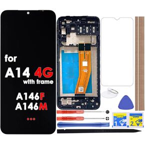 LCD Screen Replacement Touch Digitizer Display Assembly with Frame for Samsung Galaxy A14 4G A145 A145F A145M A145P A145R 6.6""