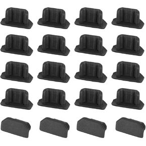 uxcell 20pcs Silicone Micro USB Cap Port Cover Anti Dust Protector 6.5mmx2.3mm Black