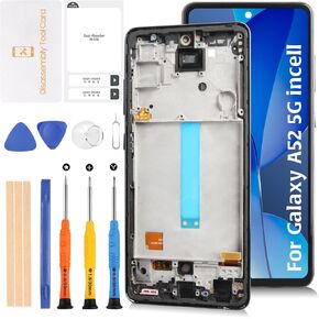 Incell Screen Galaxy A52 5G a526 Screen with Frame Replacement Touch Screen Digitizer for Samsung Galaxy A52 5G 6.5" A526B A526B/DS A5260 A526W A526U A526U1 Display Assembly with Tools Kit