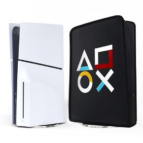 pS5 Slim Cover Dust Proof Cover for pS5 Slim Game Console Protector Anti Scratch Washable Dust Cover Sleeve for PS5 Slim Accessories Digital Edition & Disc Edition (new black)